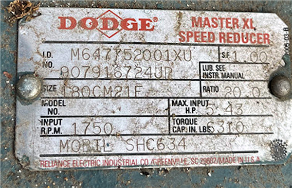 Dodge Master Xl Speed Reducer, 20:1 Ratio)